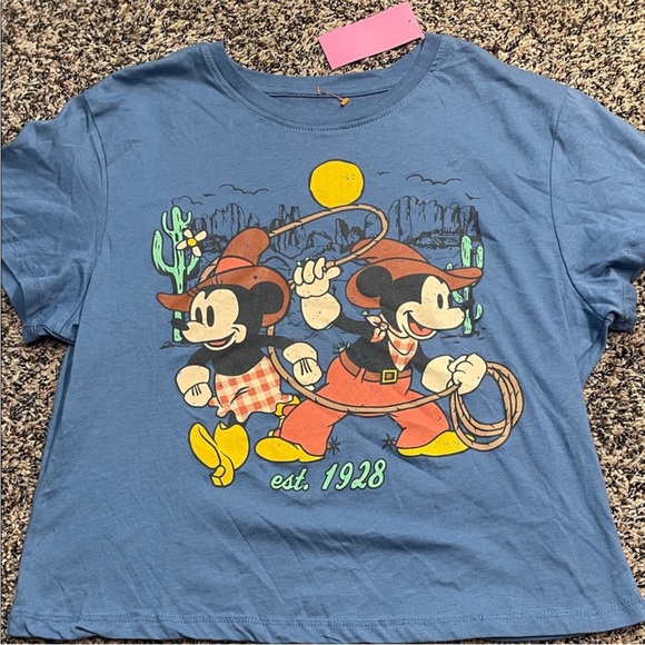 Disney Tops - Disney Mickey Mouse Western Blue T-Shirt Woman’s Size M 100% Cotton | NWT
